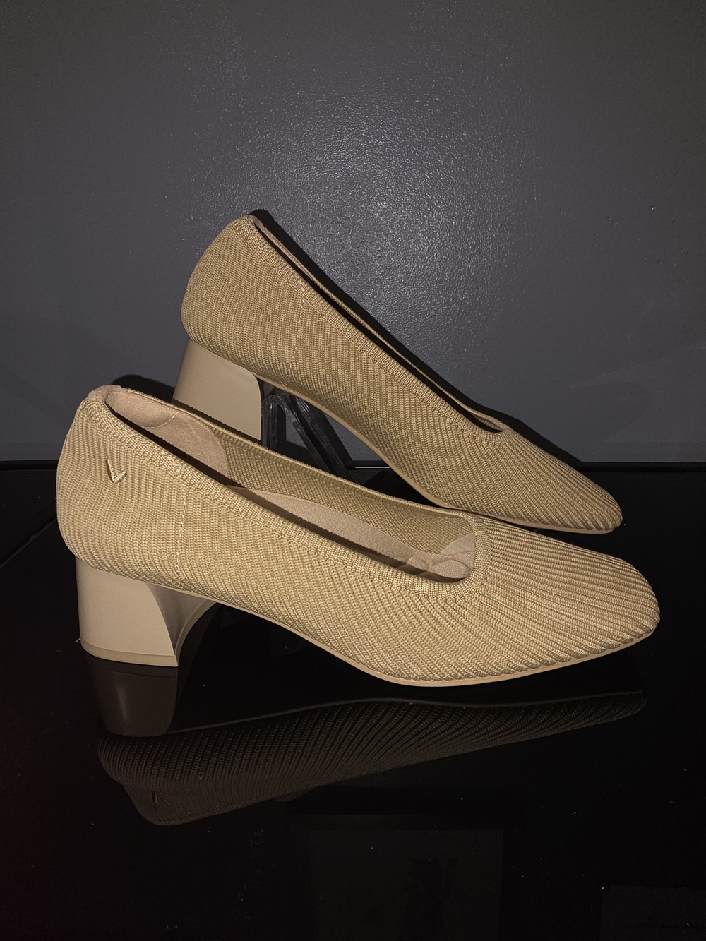 VIVAIA Chic Square-Toe Stress Free Chunky Heels Almond Color Womens Size 38